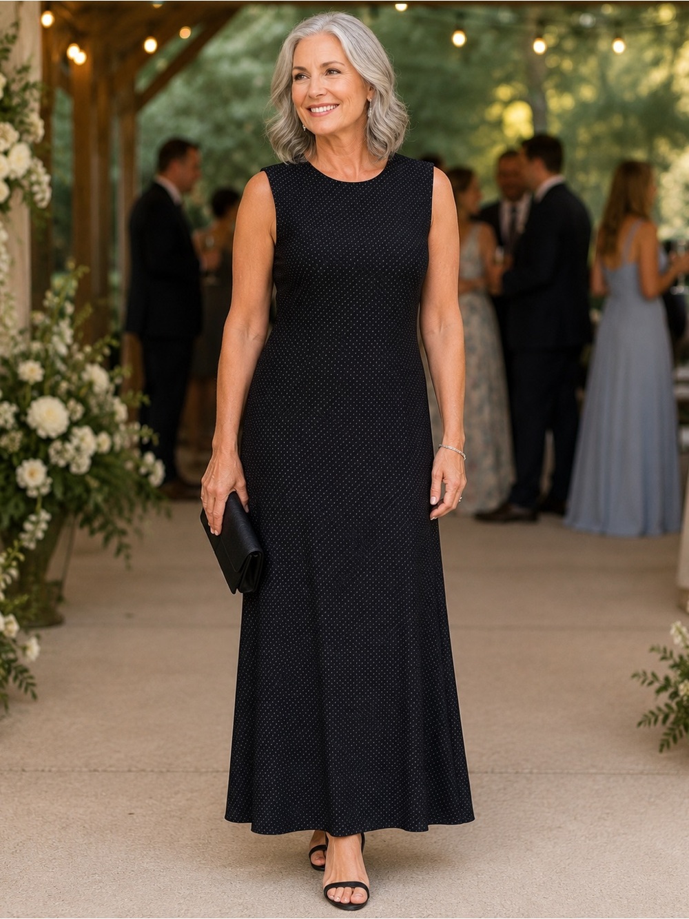 David Warren Black Maxi Dress - Elegant Evening Gown 14 Lined lightweight